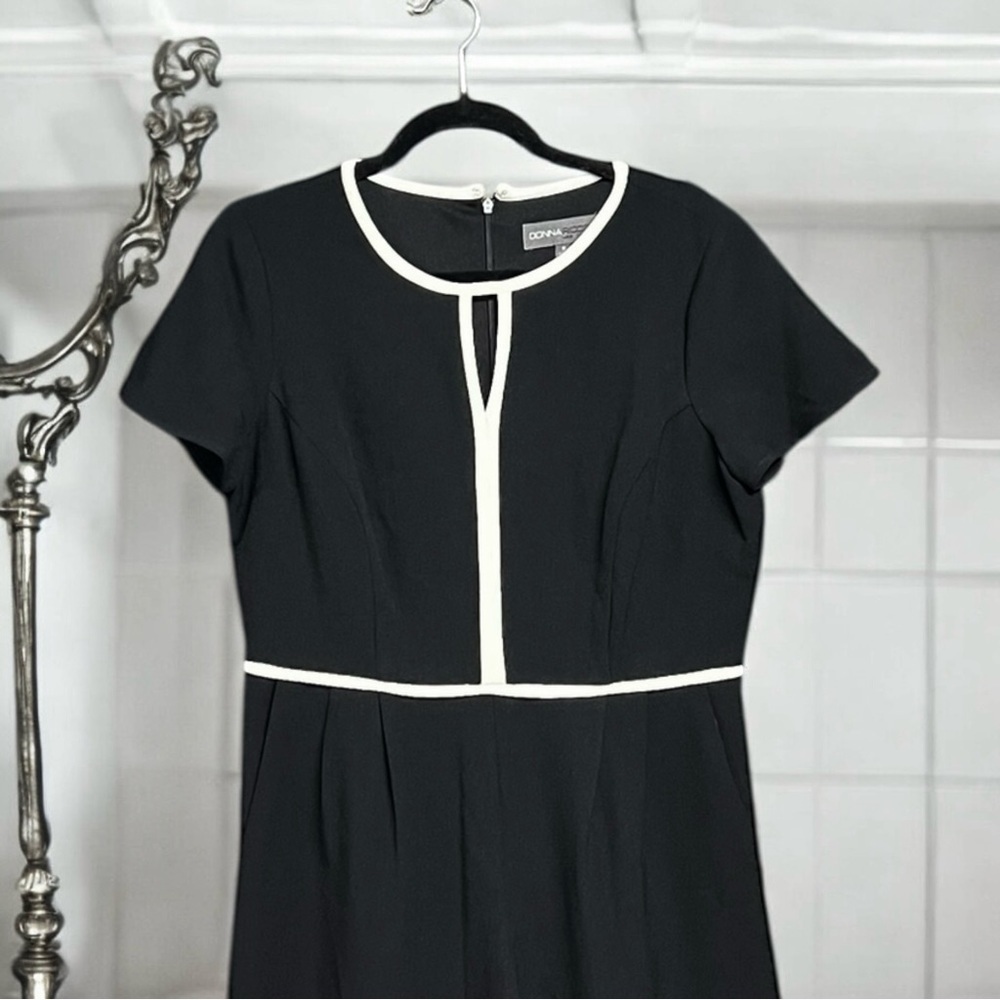 🌻NEW NWOT Donna Ricco Black Short Sleeve Wide Leg Jumpsuit w/Pockets Size 8 - Picture 4 of 8